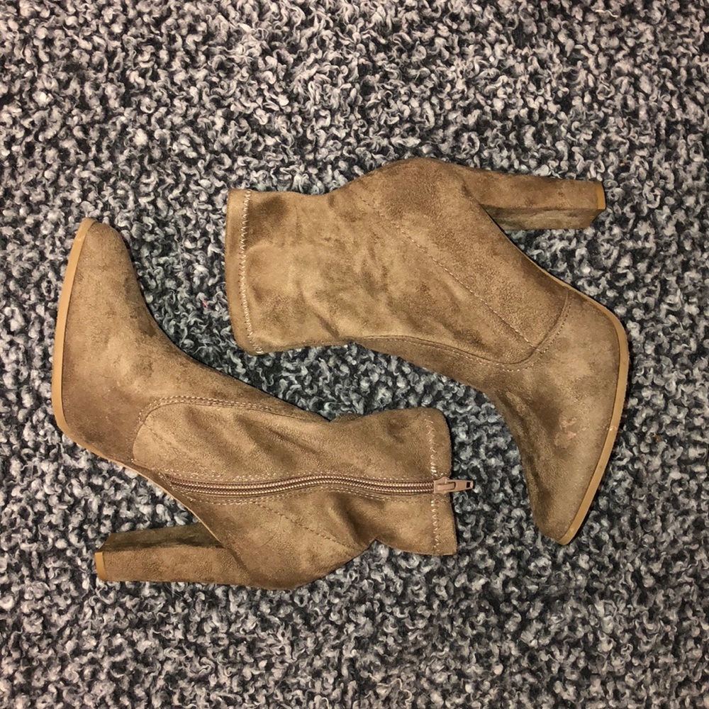 Tan suede booties